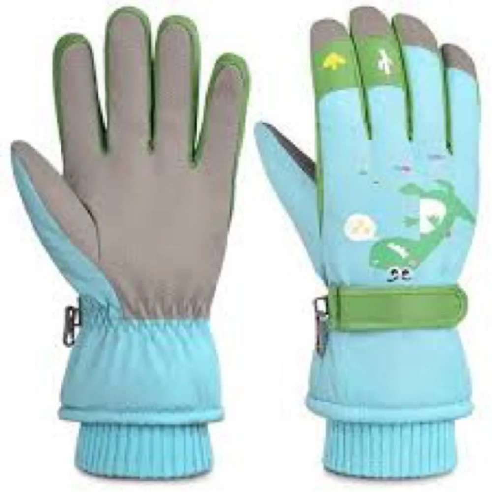 BRAND NEW 3-8 Year Kids Blue and Green Dinosaur Winter Gloves